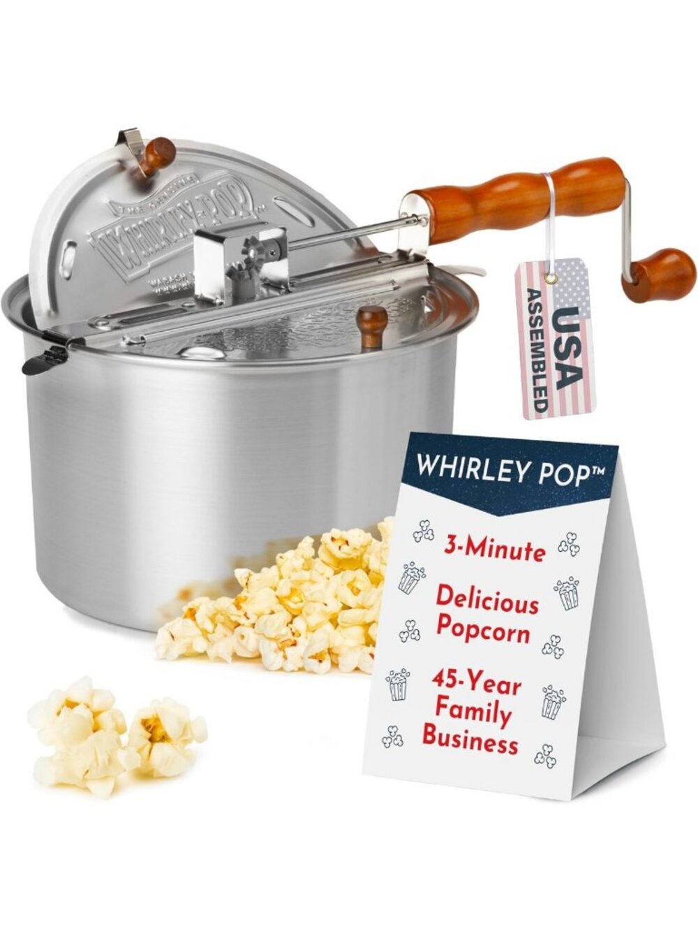 Gourmet Popcorn Maker - 3-Minute Stove Top Popper, Aluminum Pot, Home Movie